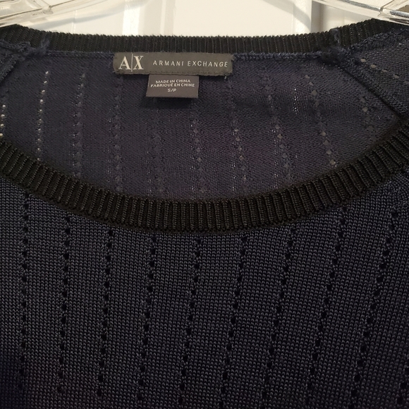 ARMANI EXCHANGE LIGHT WEIGHT LONG SLEEVE CREW NECK NAVY BLUE SWEATER BLOUSE. SML - Picture 7 of 11